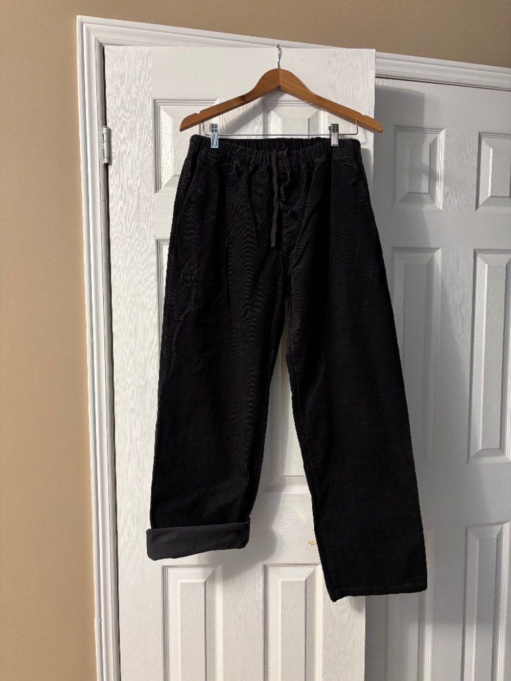 MUJI Black Relaxed Utility Pants | Size Large | Elastic Waist